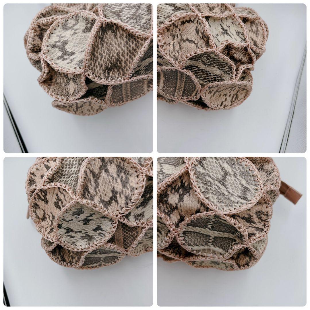 パイソン 蛇革 ハンドバッグ トート リアルレザー パッチワークデザイン