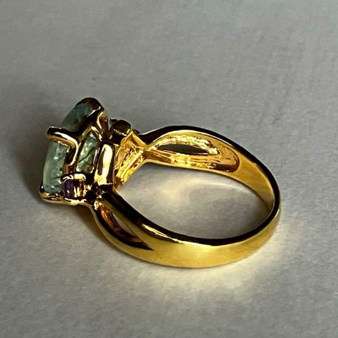 4.5ct アクアマリン・アメジストリング・指輪シルバー K18金YGゴールド