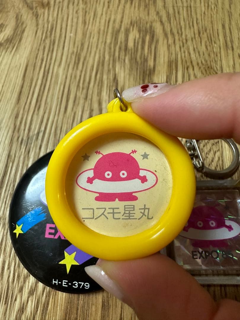 レア！　つくばエキスポ85 キーチェーンとピンバッジセット