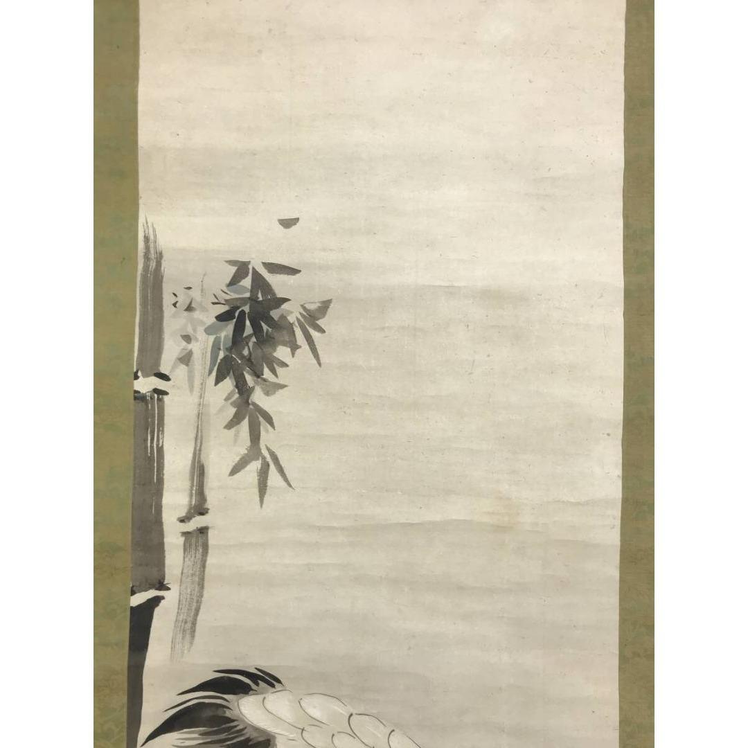 真作/狩野岑信/竹に鶴図/祝掛軸/正月掛軸/掛軸/名家伝来/AK-403