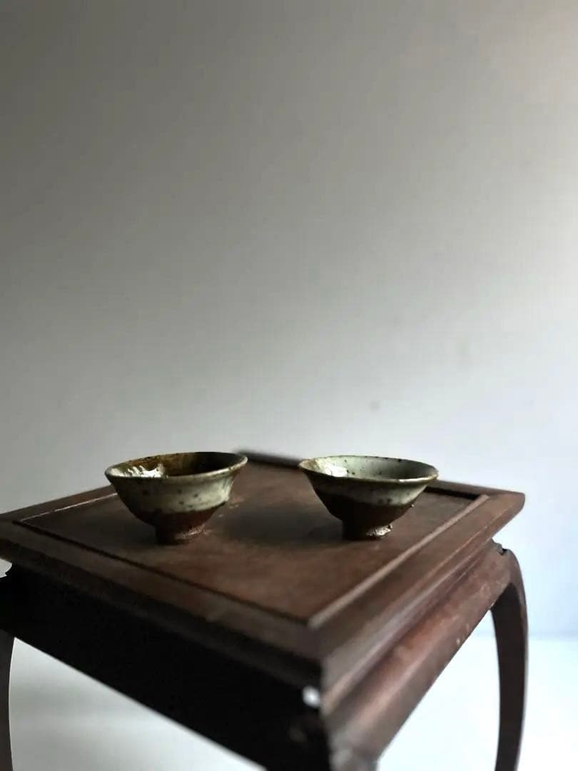 879 田中佐次郎 山瀬窯 朝鮮唐津盃 2客 ぐい呑 唐津焼 酒器 未使用