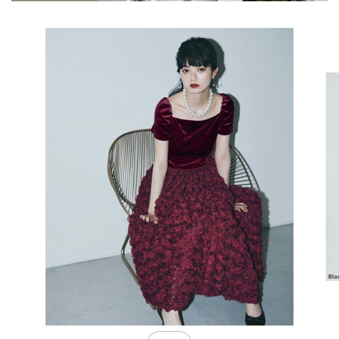 etoll ベロア ロゼット フレアドレス オケージョンドレス パーティー結婚式