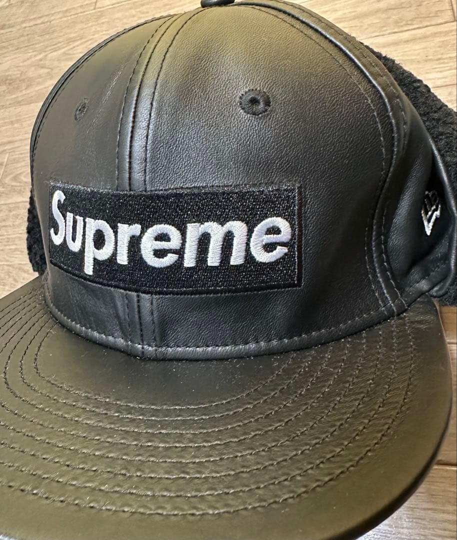 Supreme✖️NEWERAイヤーフラップボアレザーキャップ 7 5/8