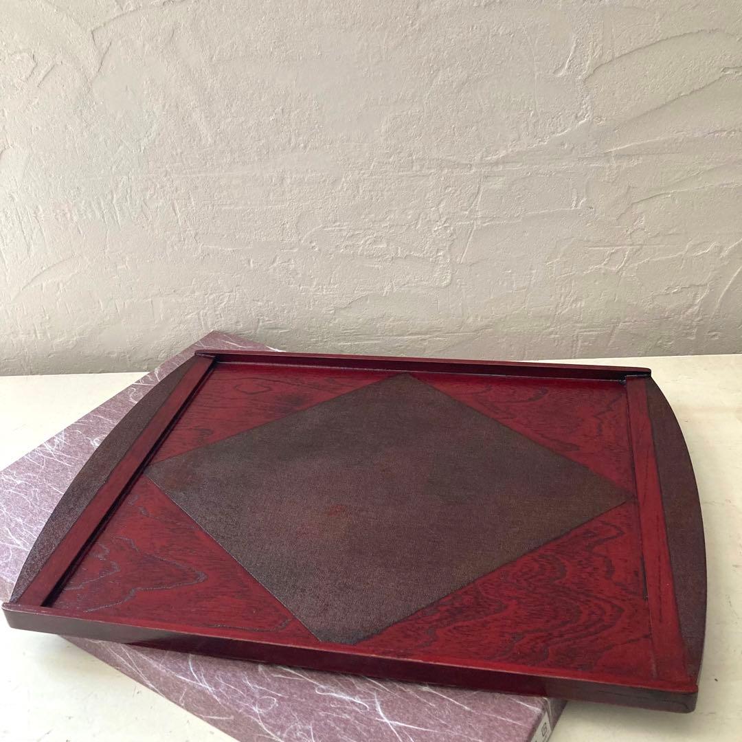 新品 未使用 紅布着 鈴木誠一郎作 会津塗 会津塗漆器 うるし塗り お盆