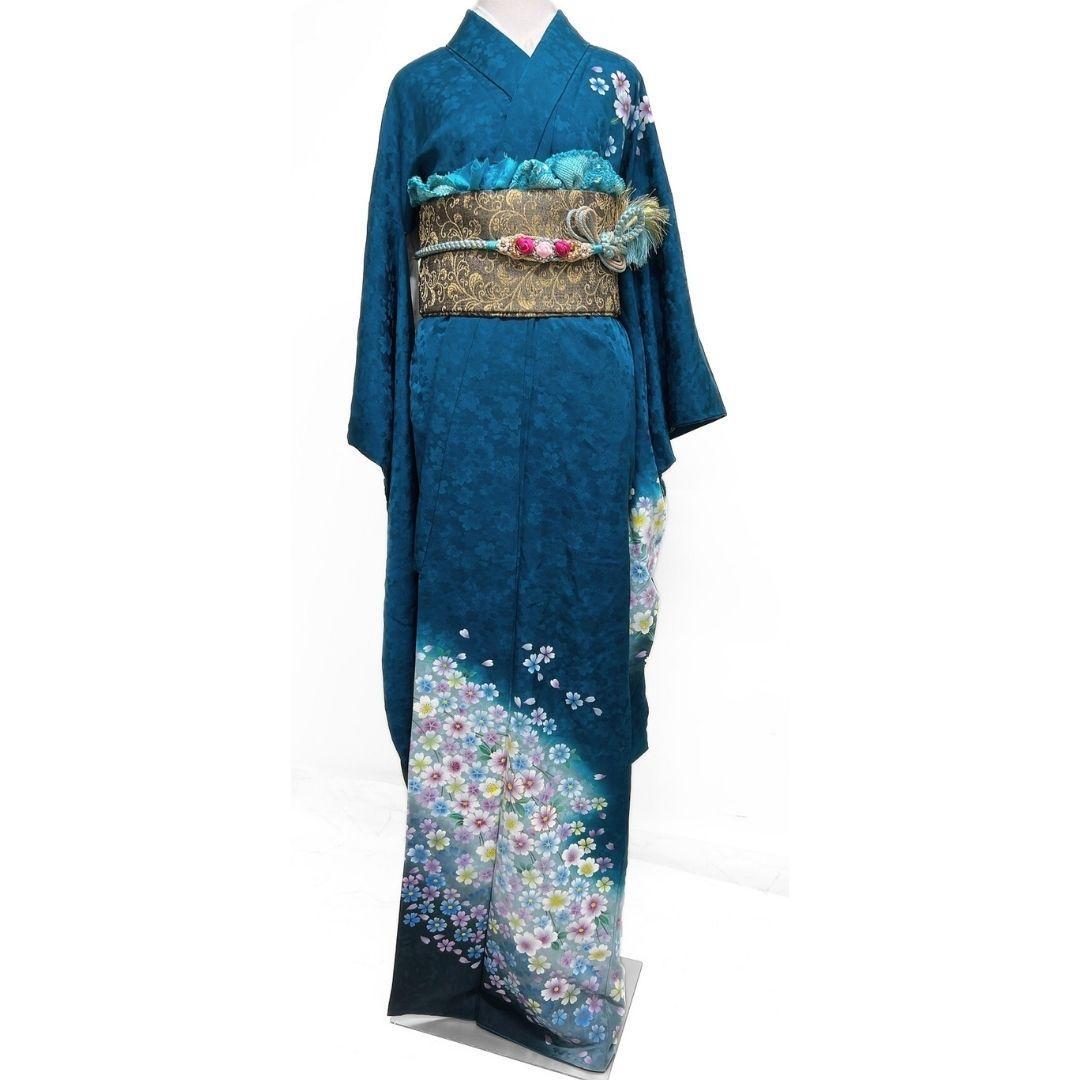 刺繍 花模様 桜花地紋 振袖 着物 013a p 超激得，2025】 桜地紋、桜