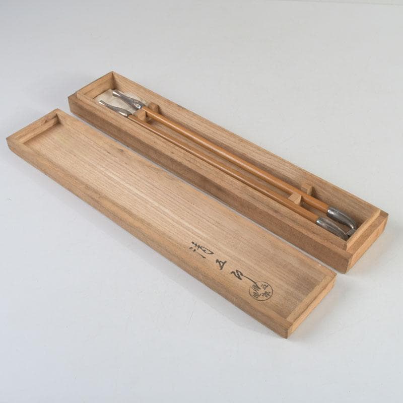 田中 野夫　木村清五郎作　純銀刻印　南鐐火煙管　一双　共箱　V　9237