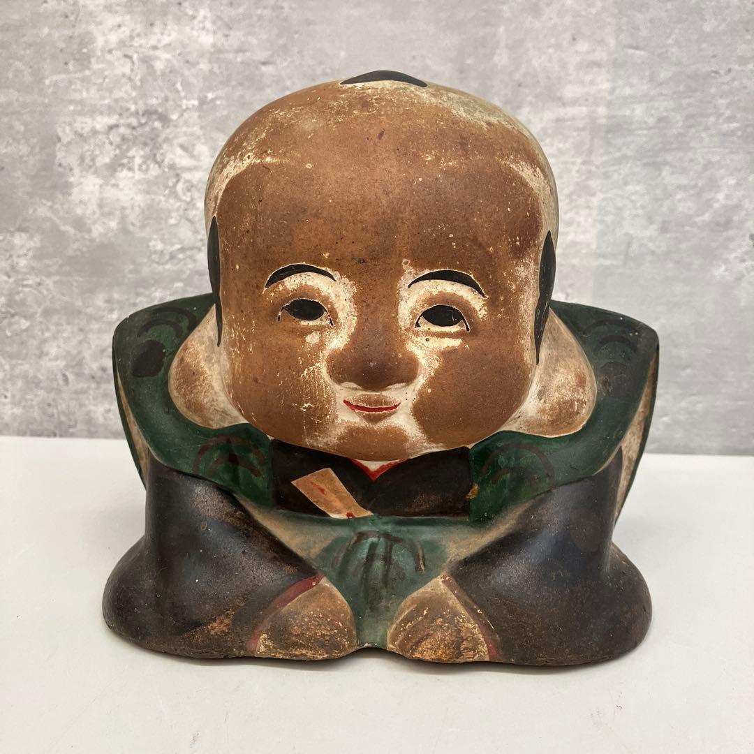 030【瀬戸焼】赤絵古式福助 開運招福 商売繁盛 陶磁器 昭和レトロ 日本