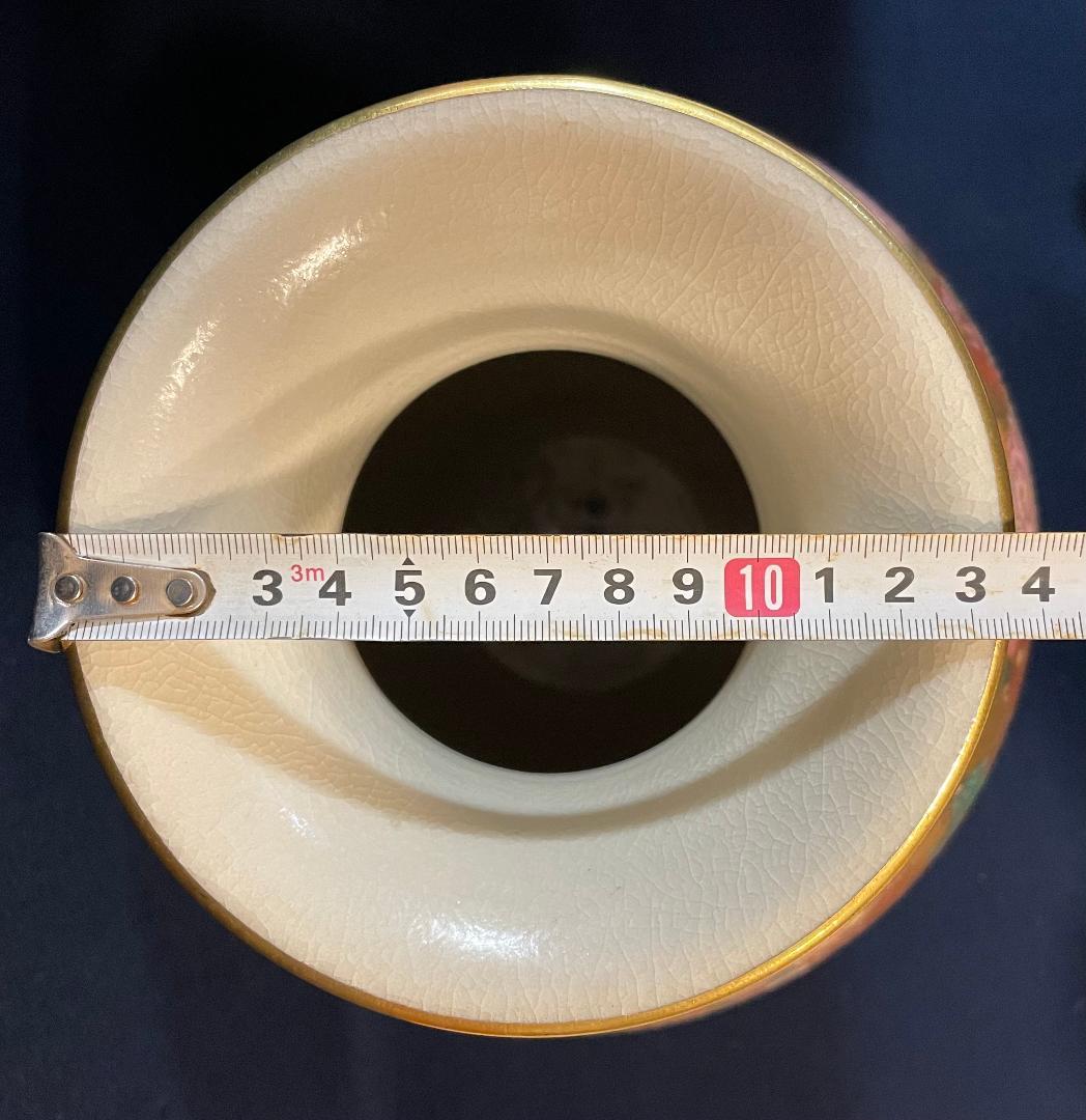 薩摩焼　百人一首　金襴手金彩花詰花瓶　高さ約40.5㎝