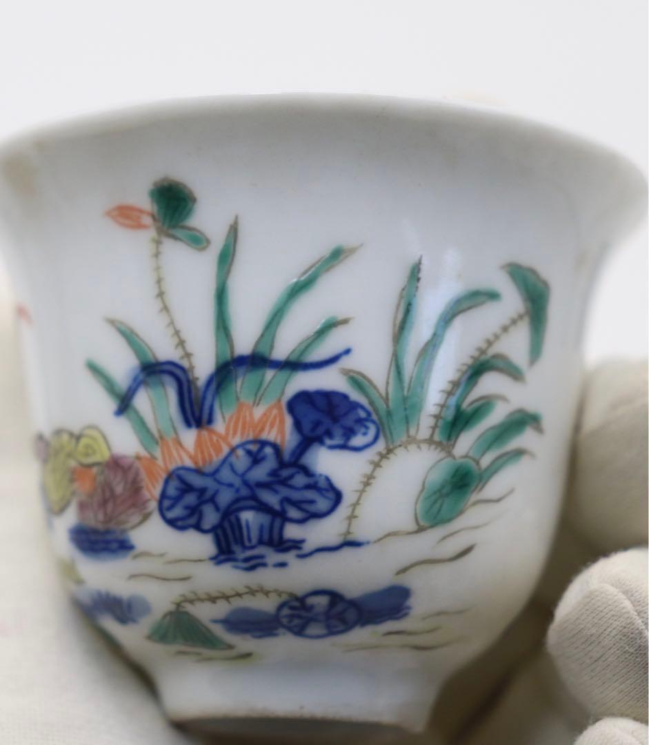 中国　大清康熙年製　とう彩小杯　送料込み0125