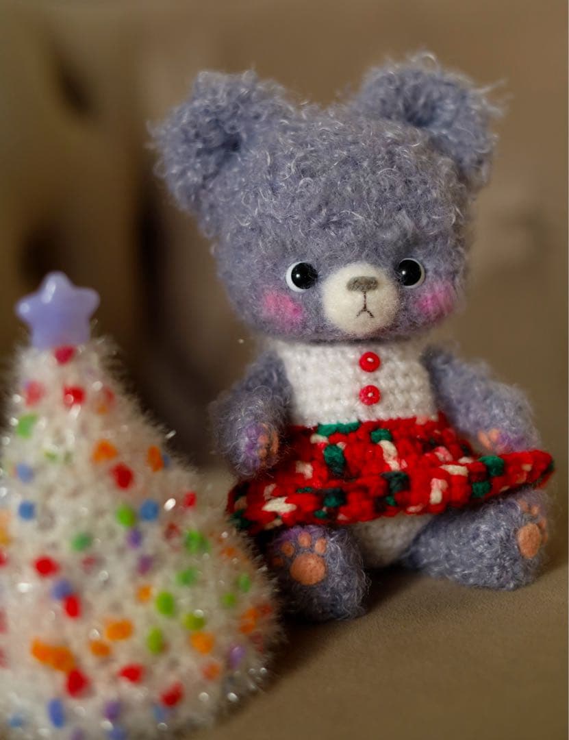 イルミネーション クリスマスツリー あみぐるみ クマさん