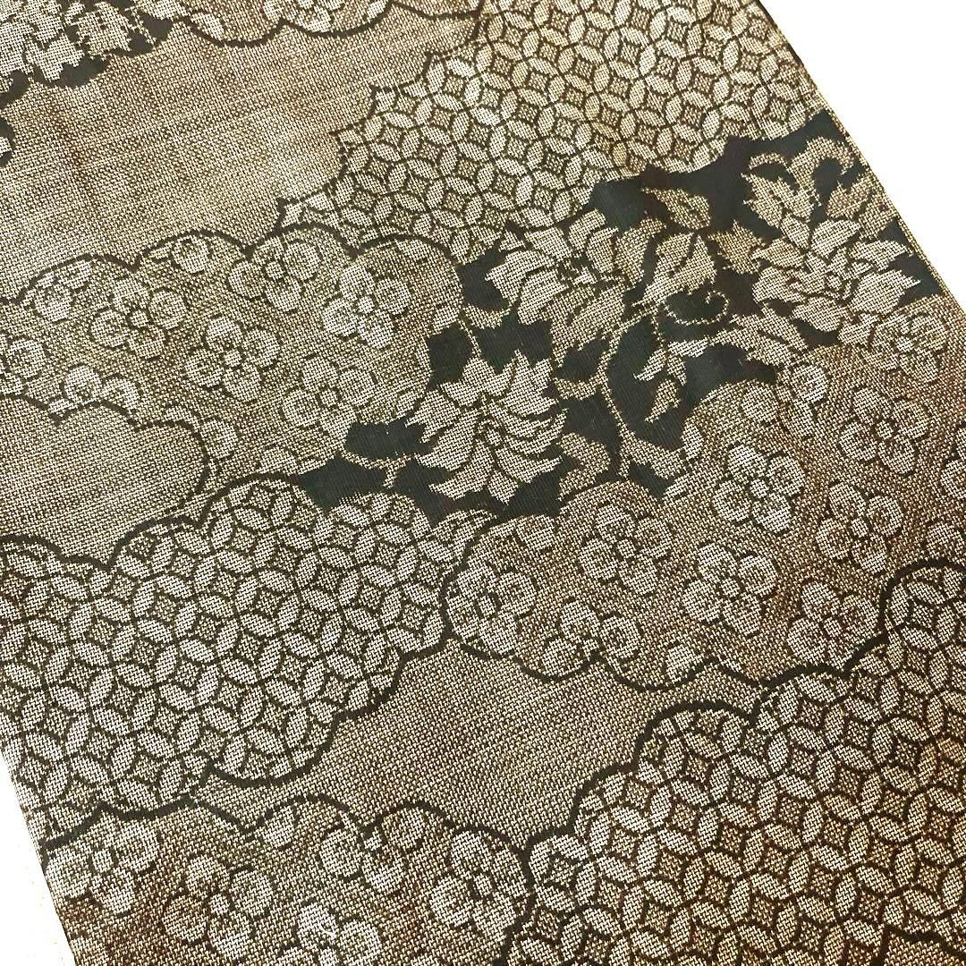 本場奄美大島紬 古代染泥染 雲取り 焦げ茶ブラック 証紙有り しつけ付き