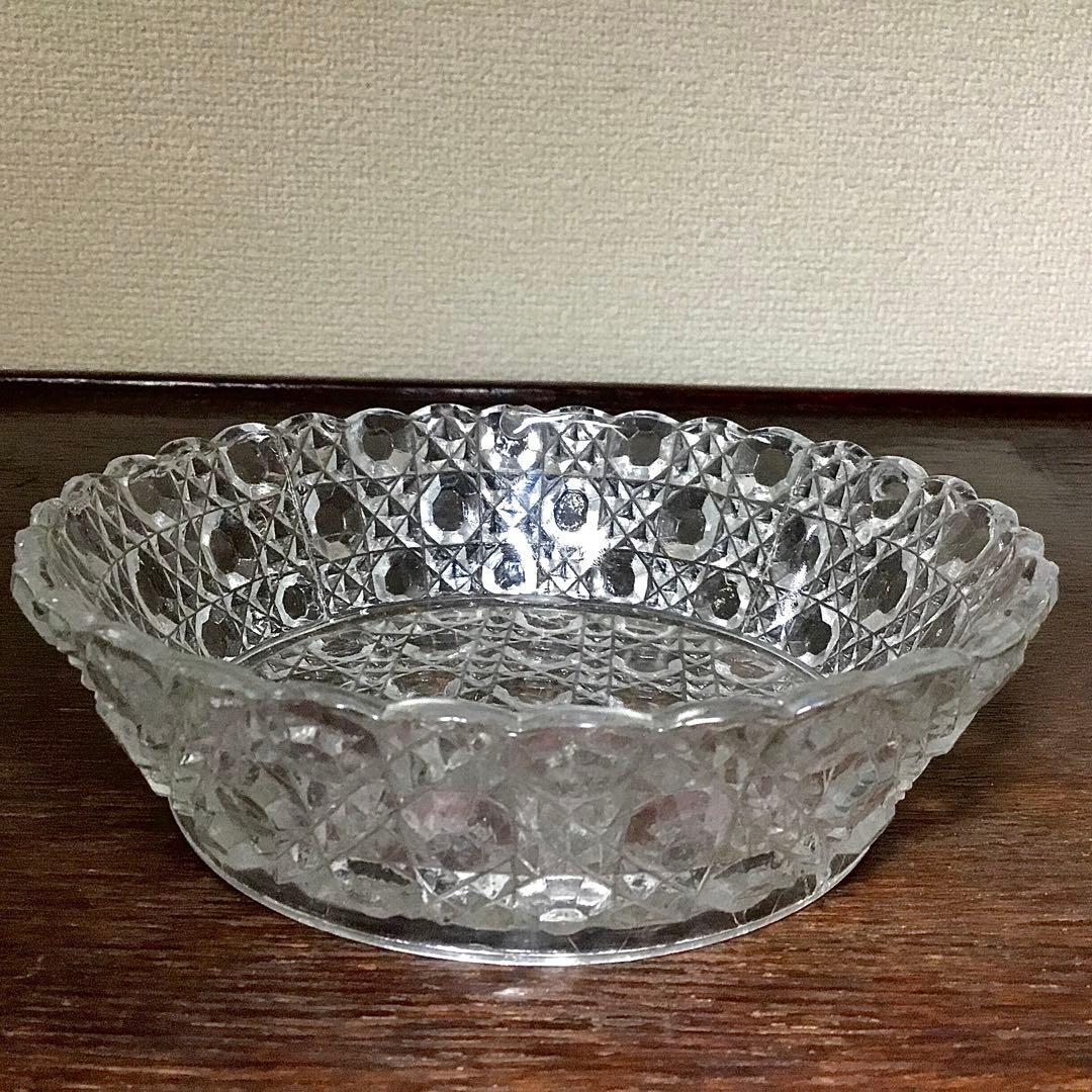 和ガラス◇ガラス鉢 2点◇大正ロマン アンティーク オーバル 取手付き