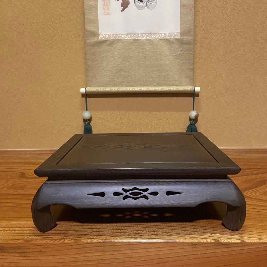 唐木(縞黒檀）の透かし彫り花台・盆栽飾り台 - メルカリ