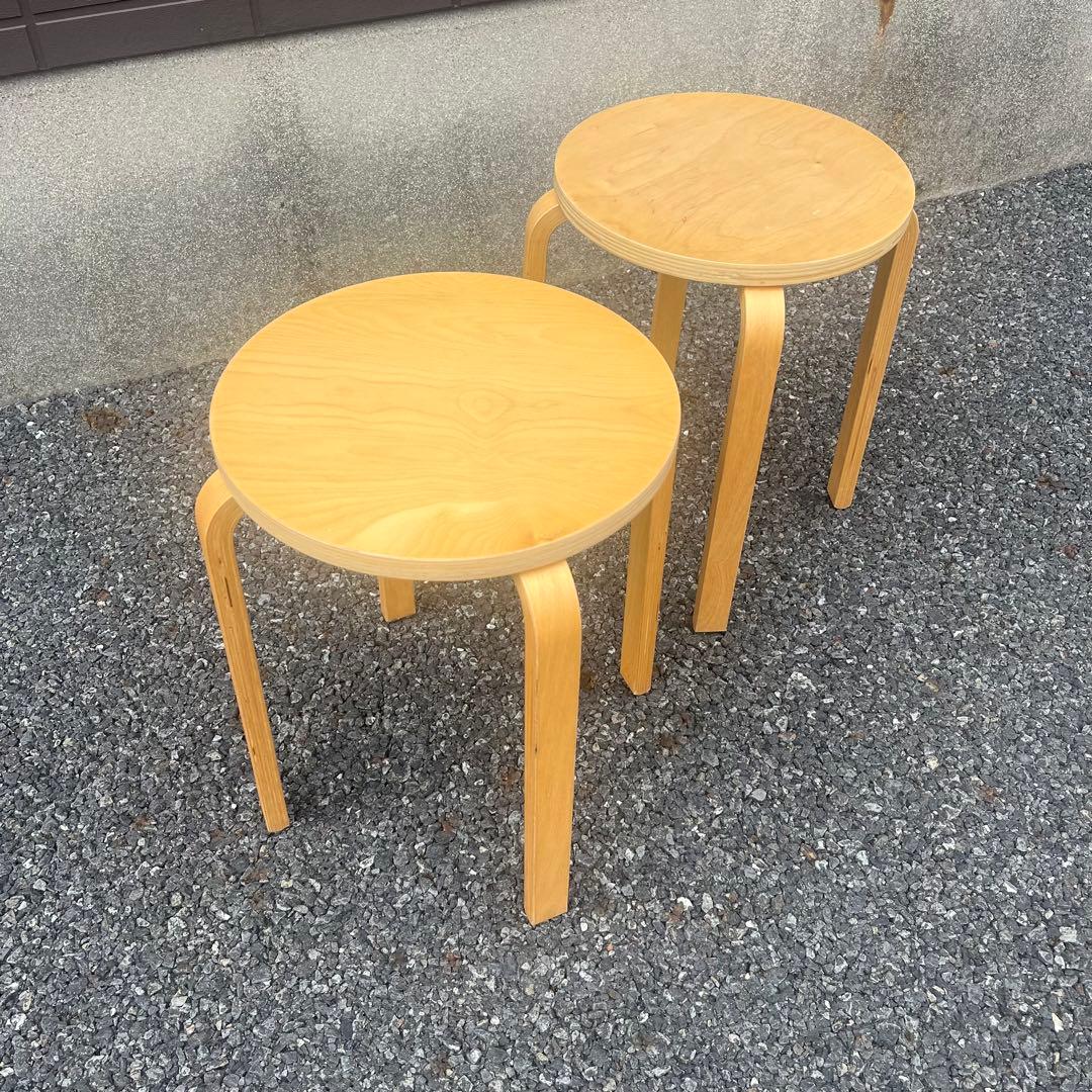 廃盤品　IKEA イケア　フロスタ　スツール　2脚　スタッキングチェア　天然木