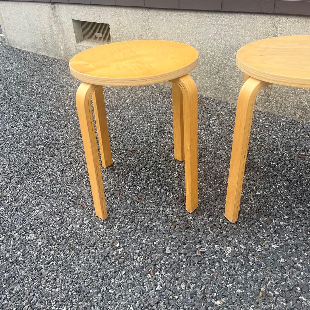 廃盤品　IKEA イケア　フロスタ　スツール　2脚　スタッキングチェア　天然木