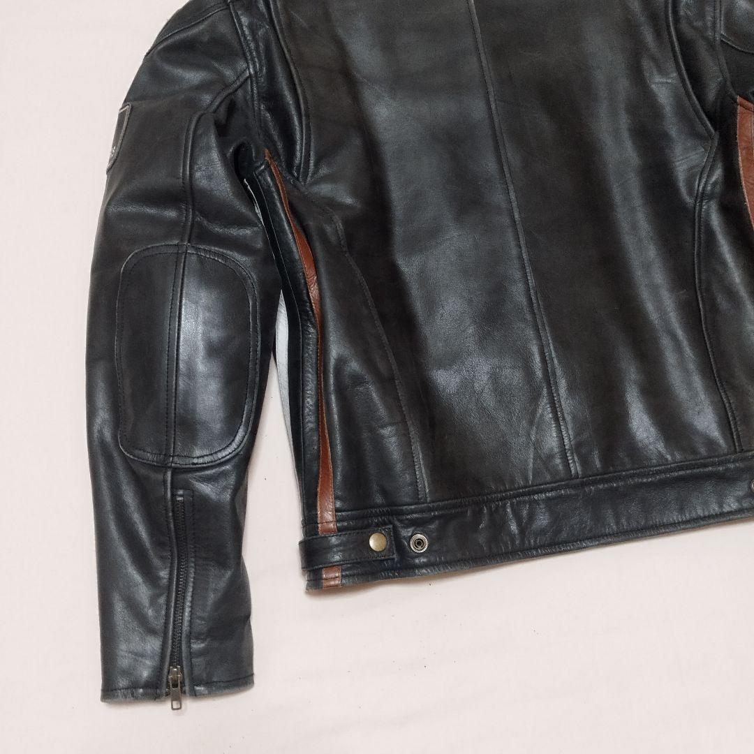 デグナー ライダースジャケット ブラック 牛革 ワッペン キルティング XL