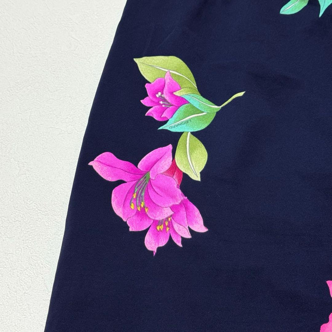 大きいサイズ LEONARD レオナール シルク100％ スカート 花柄 42