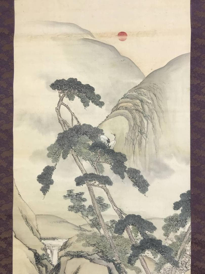 【真作】圓山竹翠/蓬莱山図/祝事山水図/山水図/掛軸/名家伝来/AD-163