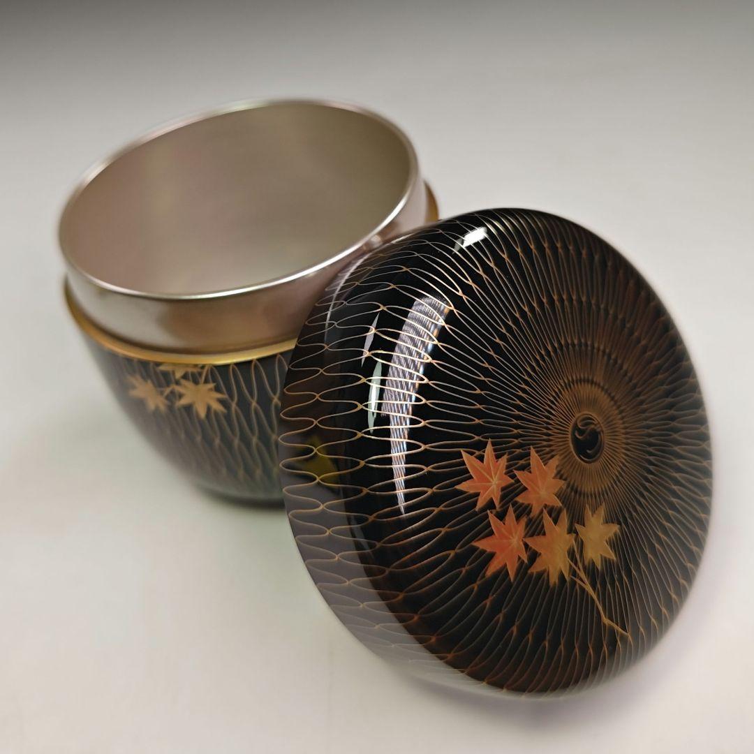 イ822 棗『網もみじ 内銀棗 共箱』『塗師作』茶道具 茶器