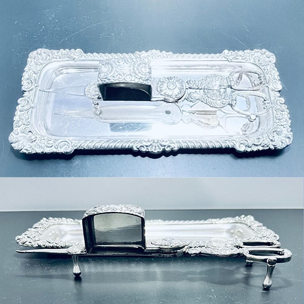 英国】キャンドルトリマー/トレー【シルバープレート】スニファー/燭台