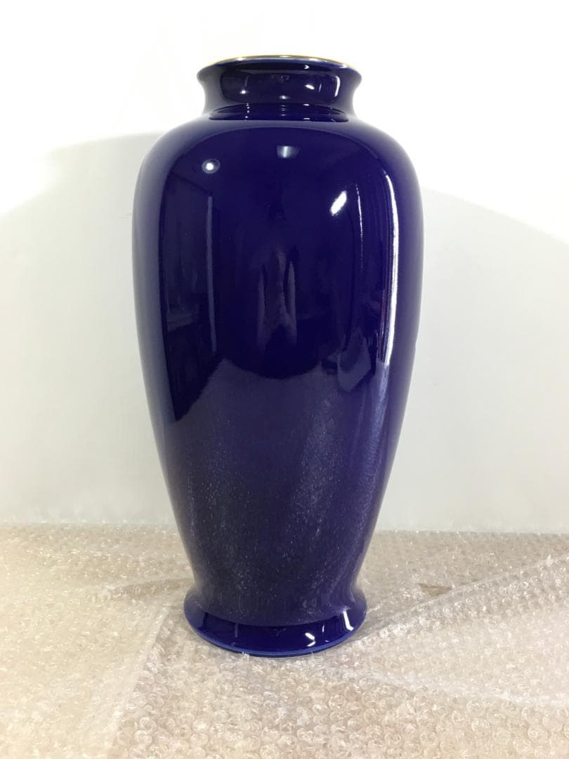 深川製磁 新品未使用超美品！ 瑠璃 牡丹 金彩 花瓶 大花瓶 花生
