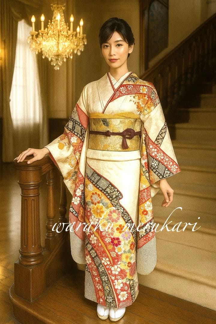 振袖フルセット(7点)・成人式・吉祥松竹梅・京都きもの友禅・刺繍