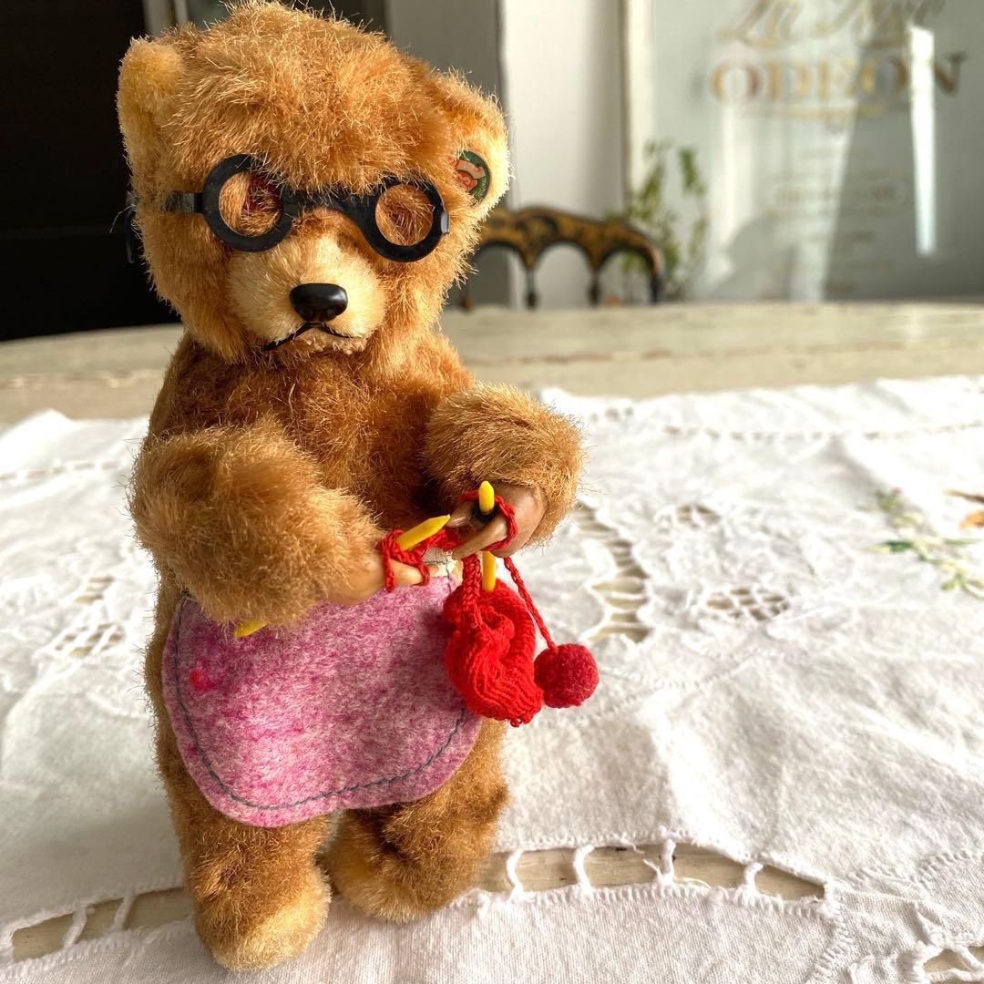 アンティーク　ビンテージベア　ゼンマイ仕掛け　編み物ベア　max carl