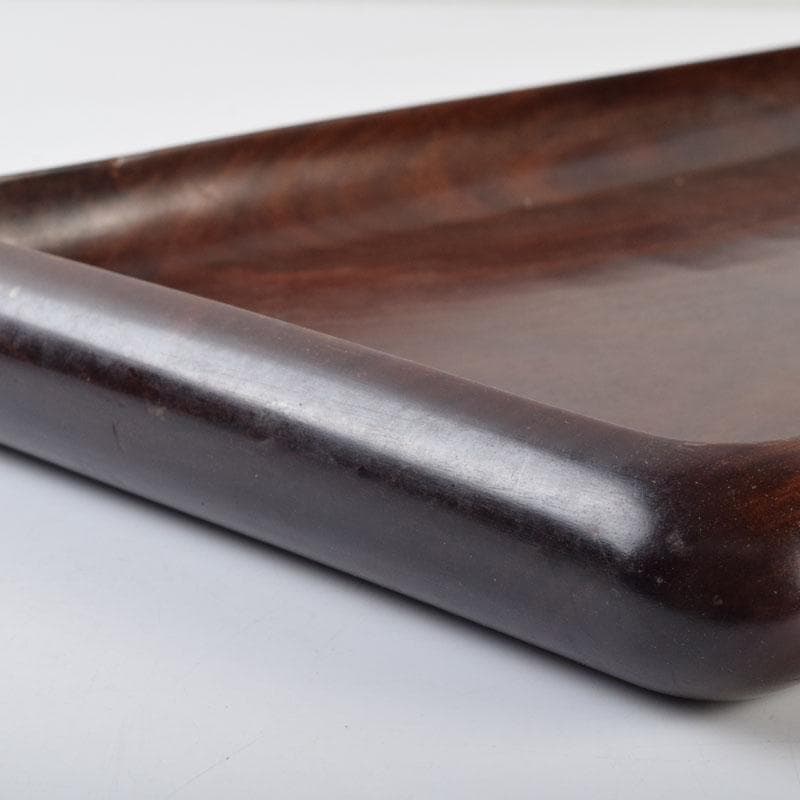 中国 唐木紫檀製 無垢刳り貫き 煎茶盆 香盆 C 9084