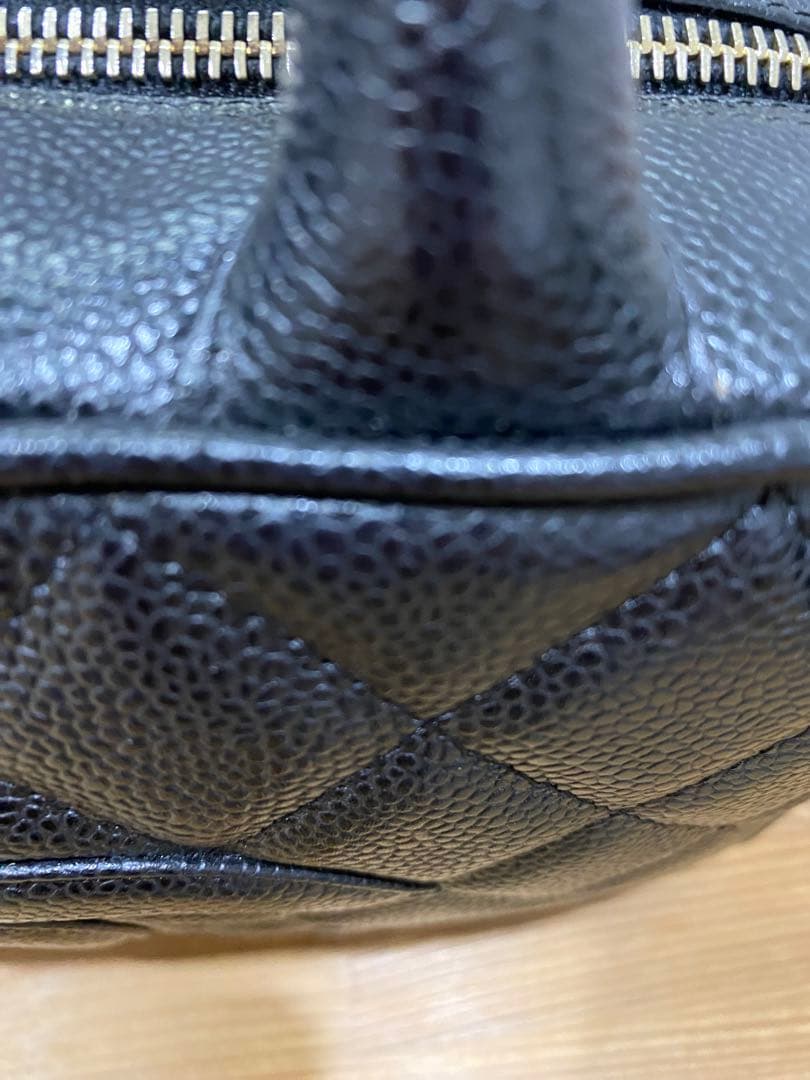 シャネルミニボストンバッグ ココマーク マトラッセキャビアスキンハンドバッグ