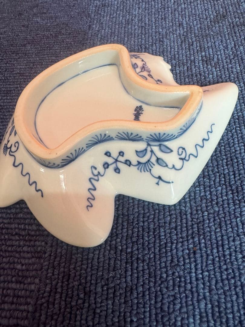 1810 希少 源右衛門 変形皿 鶴文