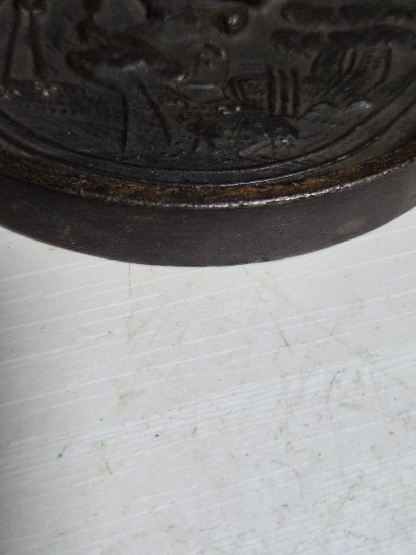 江戸時代　古鏡　和鏡 銅鏡　　円鏡　鶴亀松