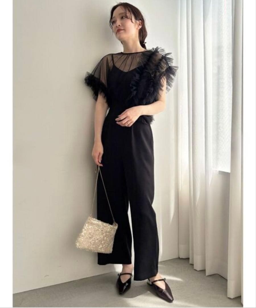 ラグナムーン チュールフリル パンツドレス オールインワン S