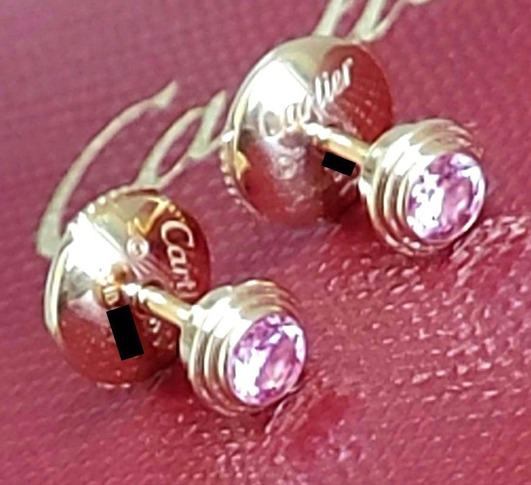 やや訳あり☆カルティエ ダムール K18PG ピンクサファイアピアス 証明