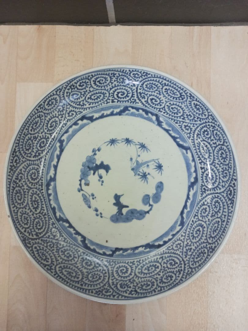 時代物 江戸期 蛸唐草 大皿 二重渦福 時代箱付 ほぼ無傷