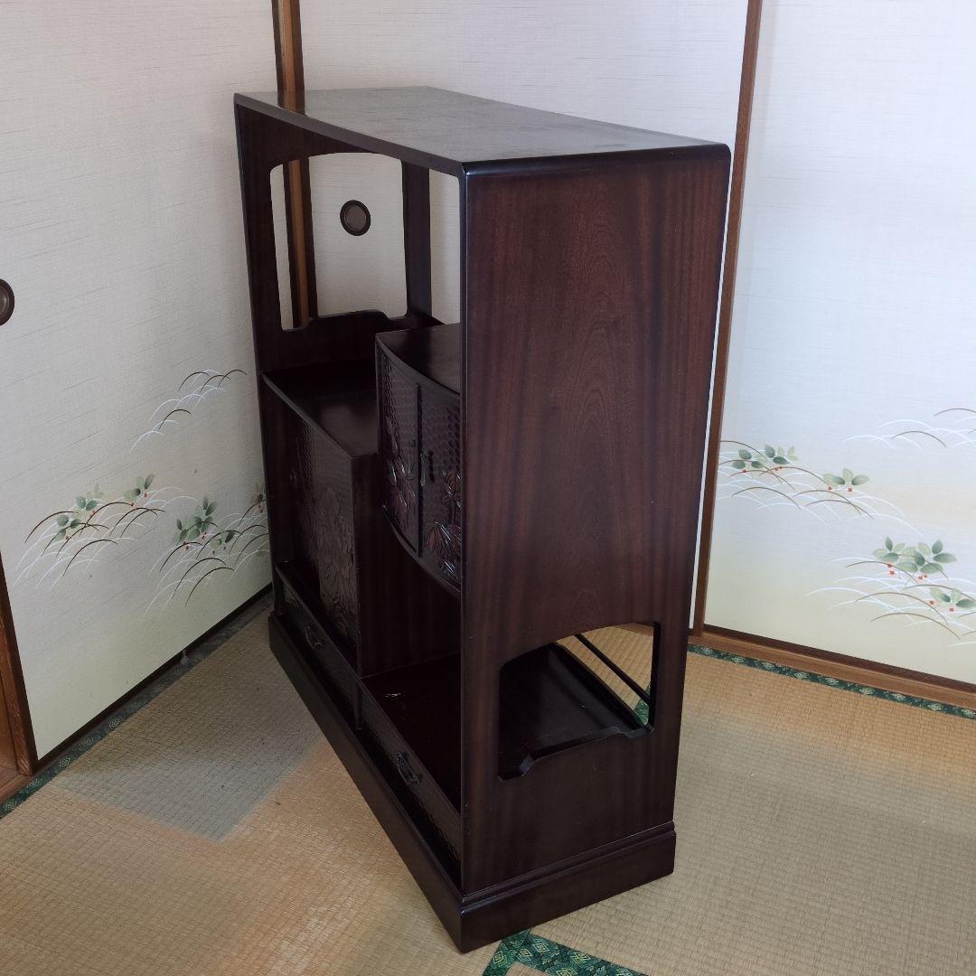 昭和レトロ 鎌倉彫 茶箪笥 和製 飾り棚 シェルフ アンティーク 骨董の
