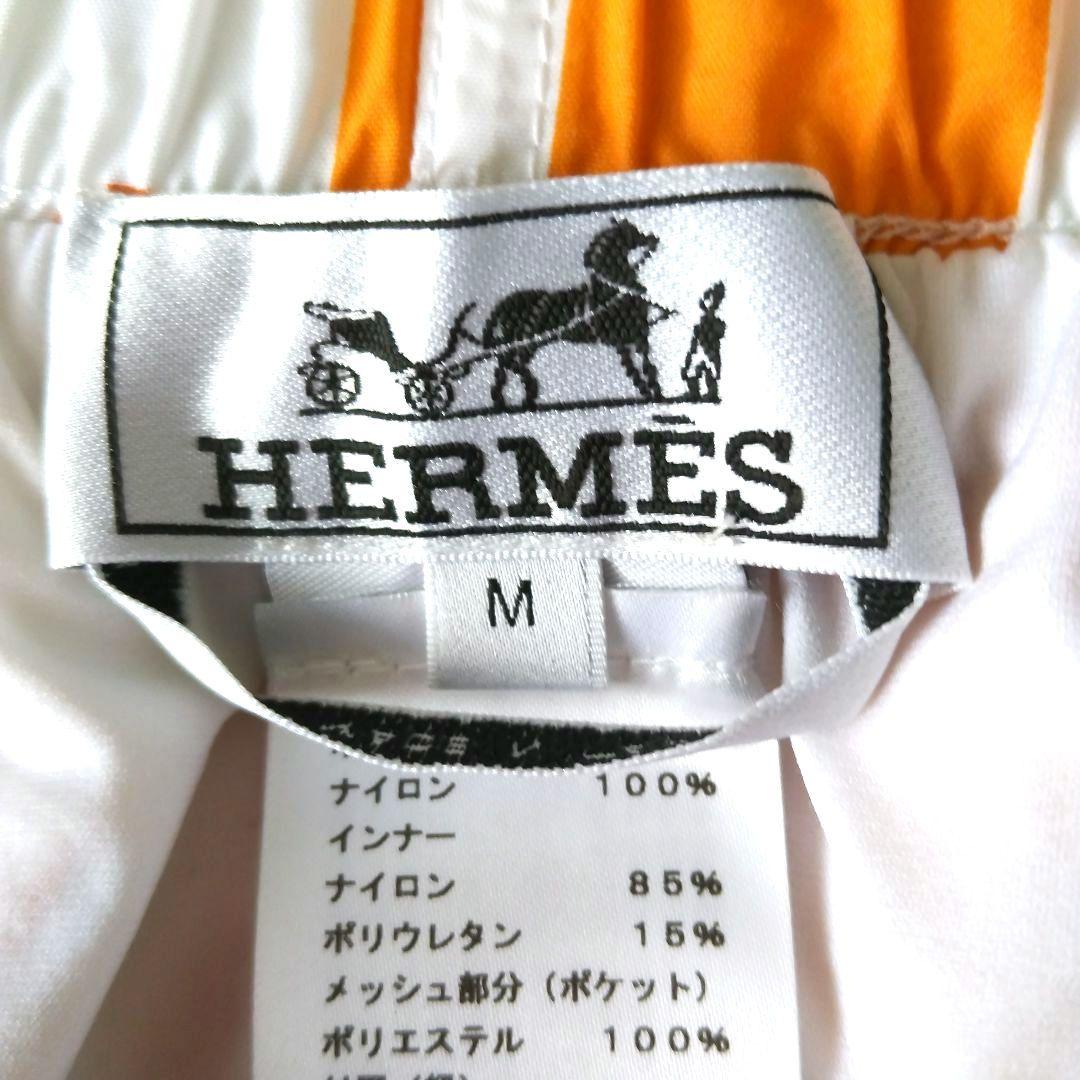 エルメス】HERMES 幾何学模様 メンズスイムパンツ水着 Mサイズオレンジ