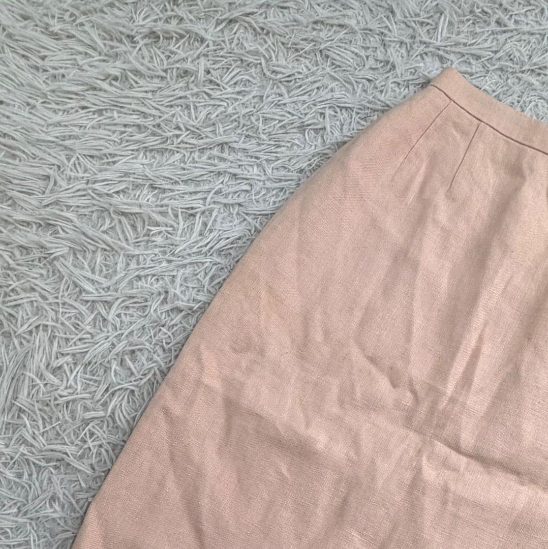 16529✨シャネル 金ボタン ココマーク タイトスカート サーモンピンク 34