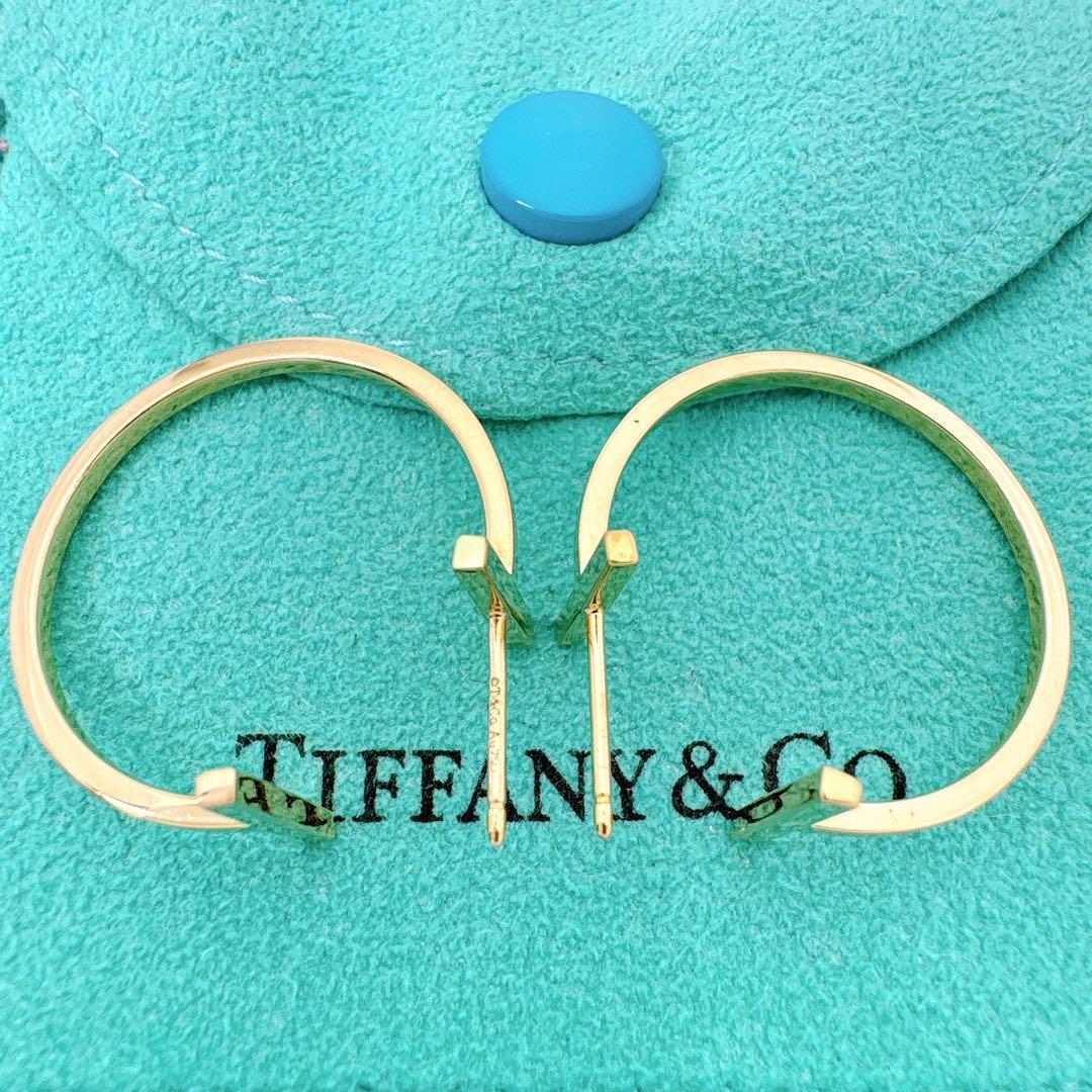 極美品 付属品付 ティファニー Tワイヤー フープ ピアス ゴールド k18