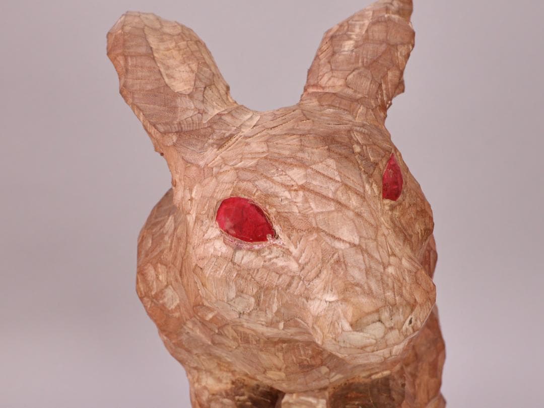 BK202 本物保証 辻志郎作 木彫り 卯 兎 高さ約41cm 置物 オブジェ