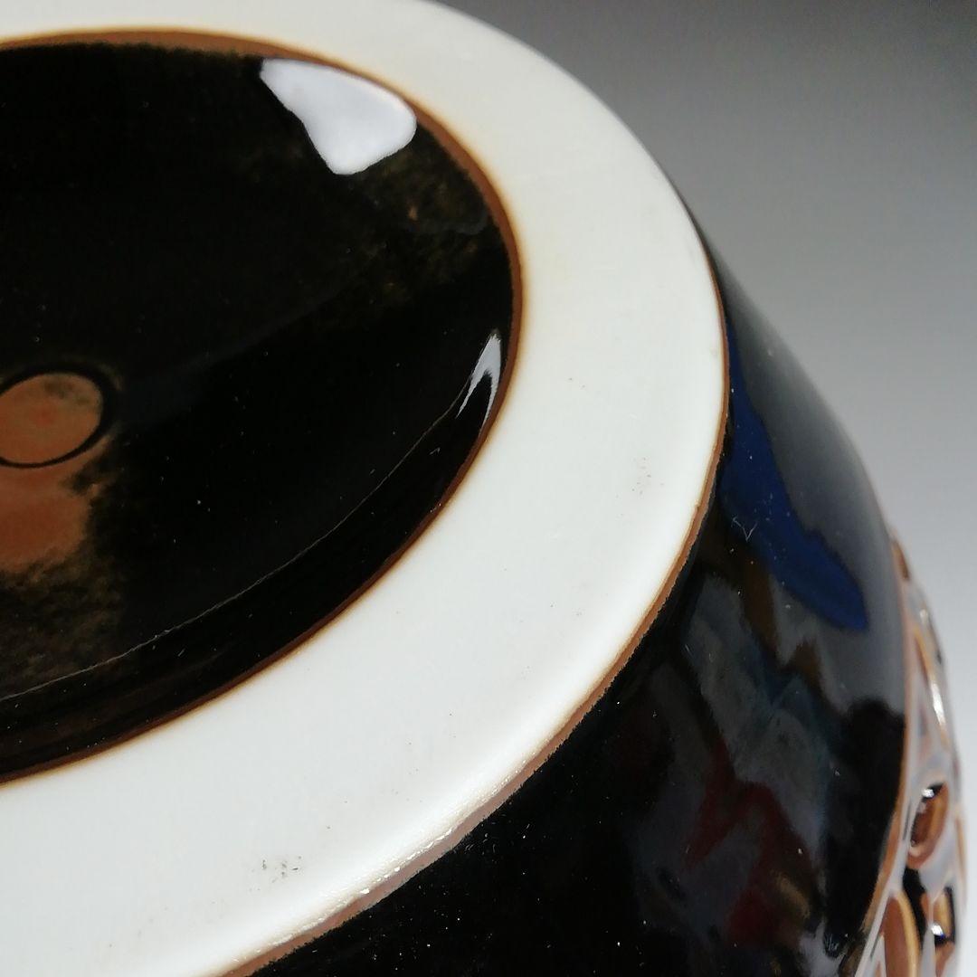 Ｔ９９２　水指　『古瀬戸　七宝透』『加藤藤城 造』『塗師　湖彩』　共箱　茶道具