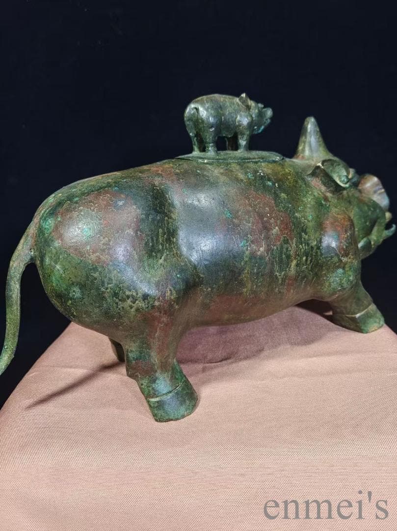 中国古美術【猪尊】西周青銅器 盛酒器 礼器 骨董 純銅製 古美味 時代物 置物