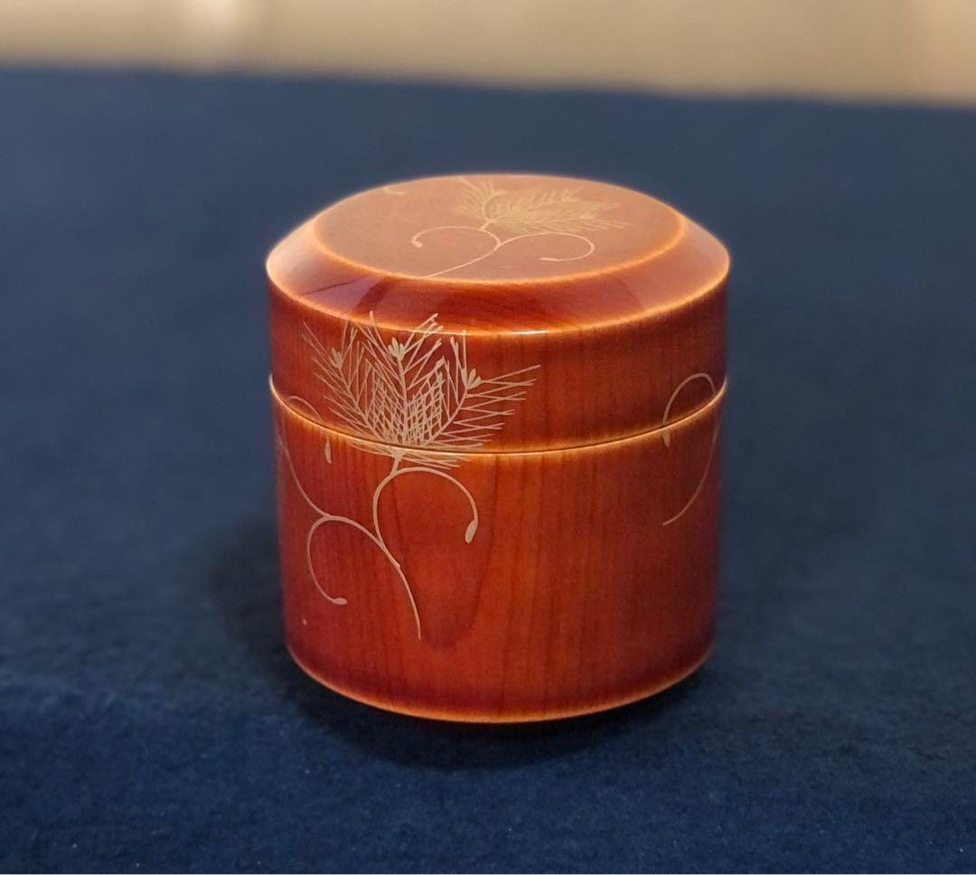 《R》春慶塗 雪吹 松唐草蒔絵 棗 塗師 聡春 共箱　260114き3