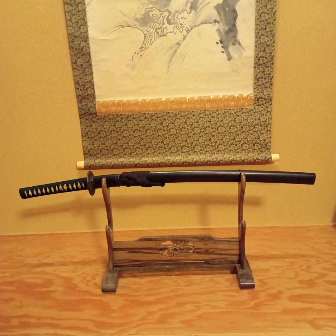 【希少作】「笹竹飾彫り」刀掛け　冨次精斎(宮大工 名工)