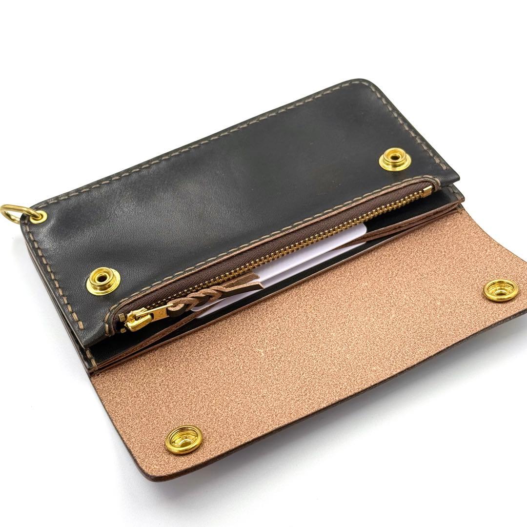 トラッカーウォレット(ブラック) タロンジッパー　3層ヴィンテージタイプ