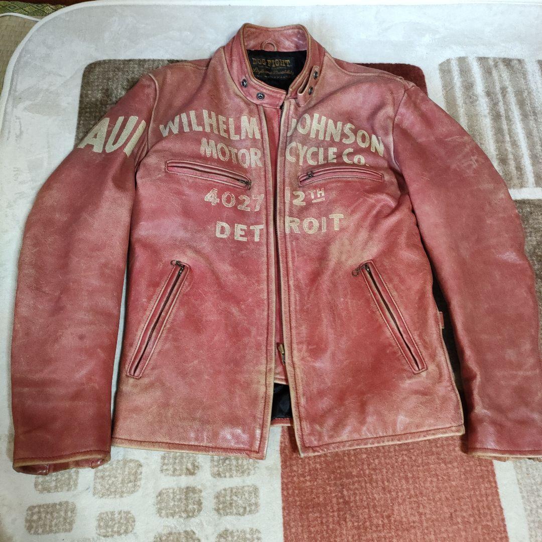 M*n様 レア 良品 ドッグファイト レザーシングルライダース レッド