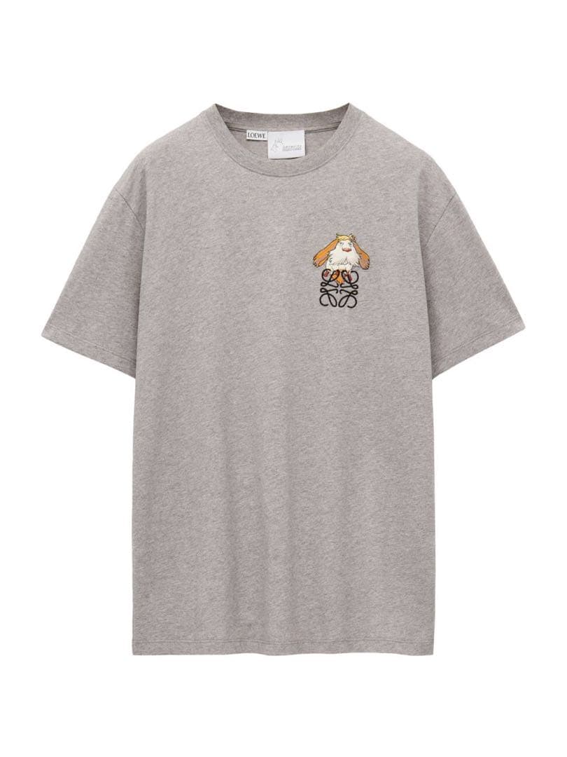 ロエベ 本物 ジブリ LOEWE ハウル ロゴ 新作 Tシャツ グレー Lサイズ