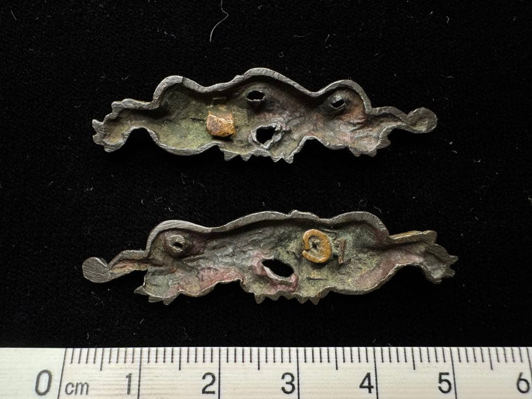 赤銅 目貫 雨龍図 無銘 日本刀 刀装具 骨董 古美術 江戸期