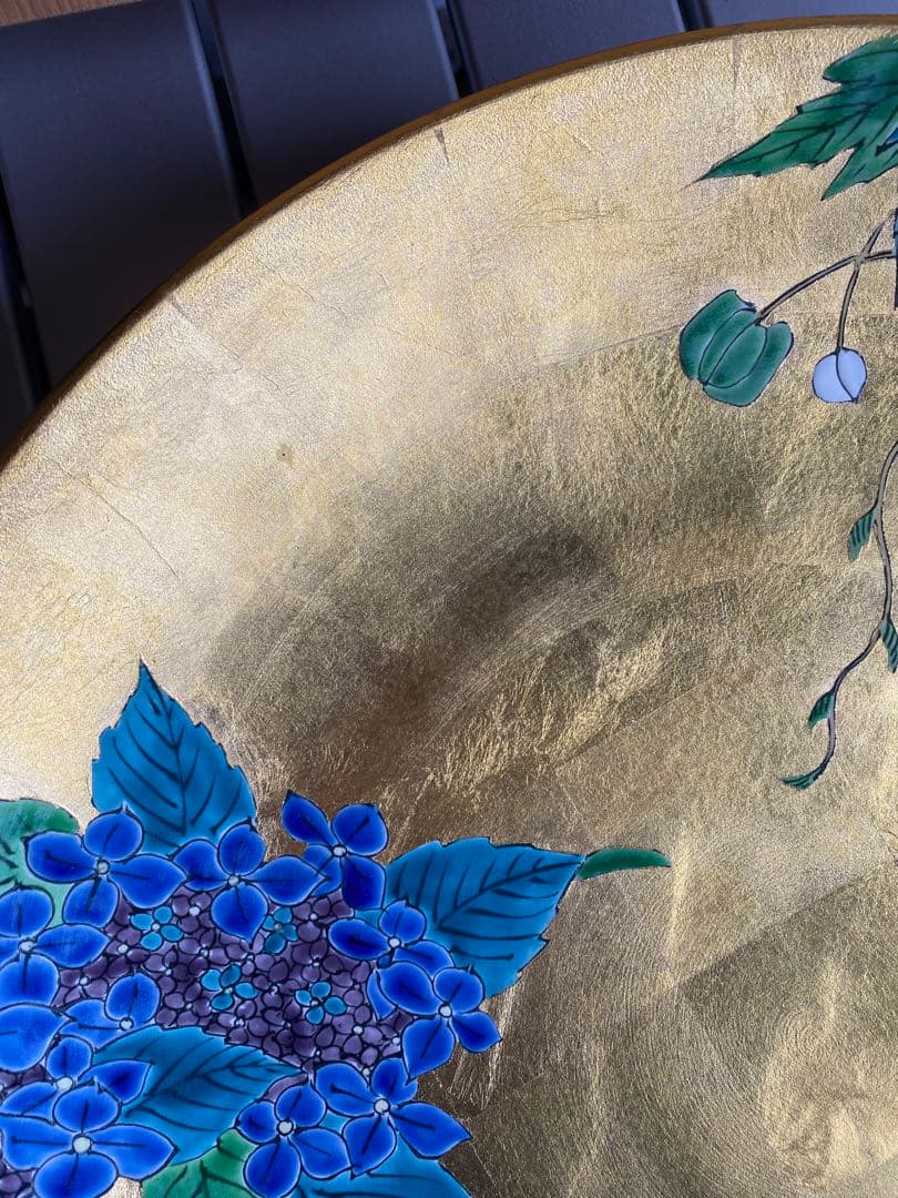 飾り皿 有田焼 金襴手 金箔 紫陽花 伝統工芸 木箱入り