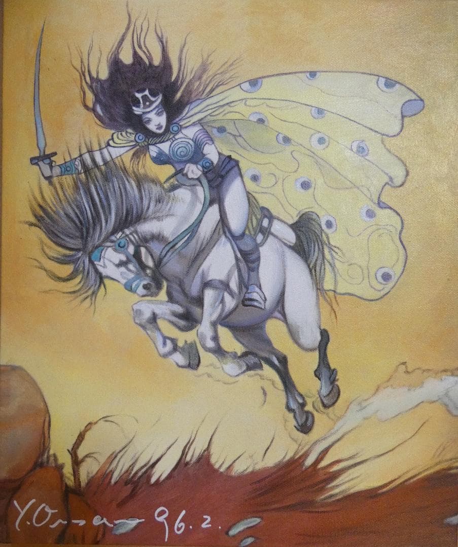 油絵 額付き 天野喜孝 F8 【 人物 】手描き 肉筆 - メルカリ