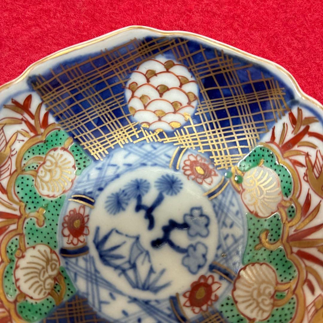 古伊万里 金彩 菊型 豆皿 小皿 5客